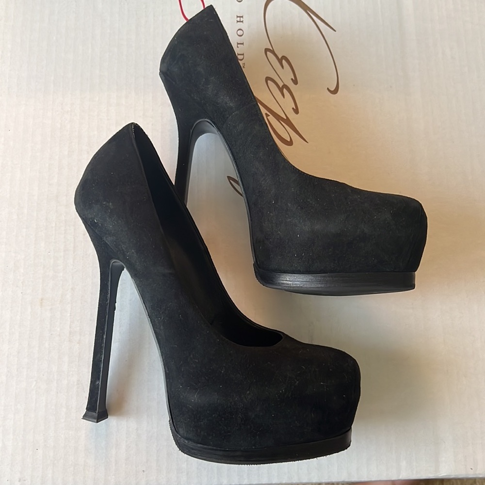 Saint Laurent, YSL Tribute Suede Pumps - Picture 4 of 9